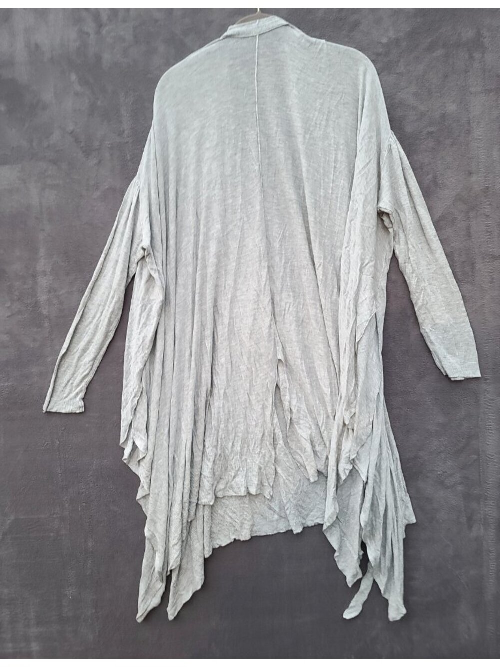Free People Pleated Tie Front Cardigan LS Sweater S Gray Boho Soft Airy NWOT - Picture 5 of 13